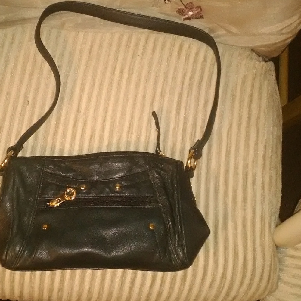 Stone mountain all leather black purse